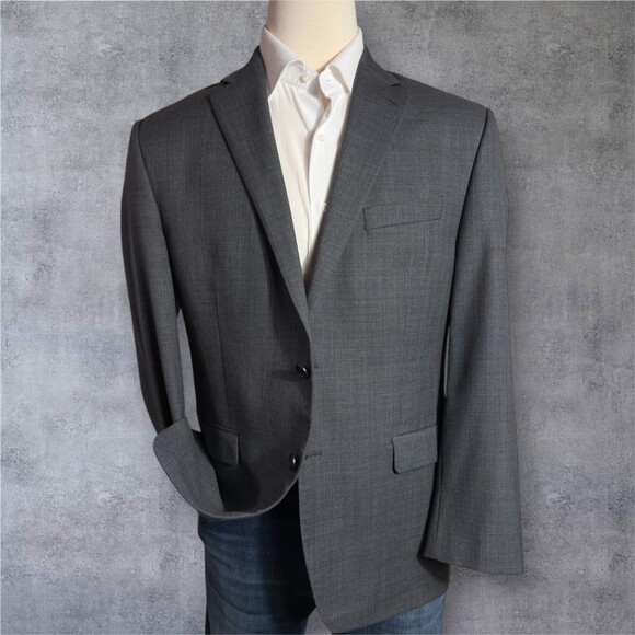 $395 RALPH LAUREN Mens Blazer 44S WOOL Gray Sport Coat Two Button Suit Jacket - Picture 2 of 15